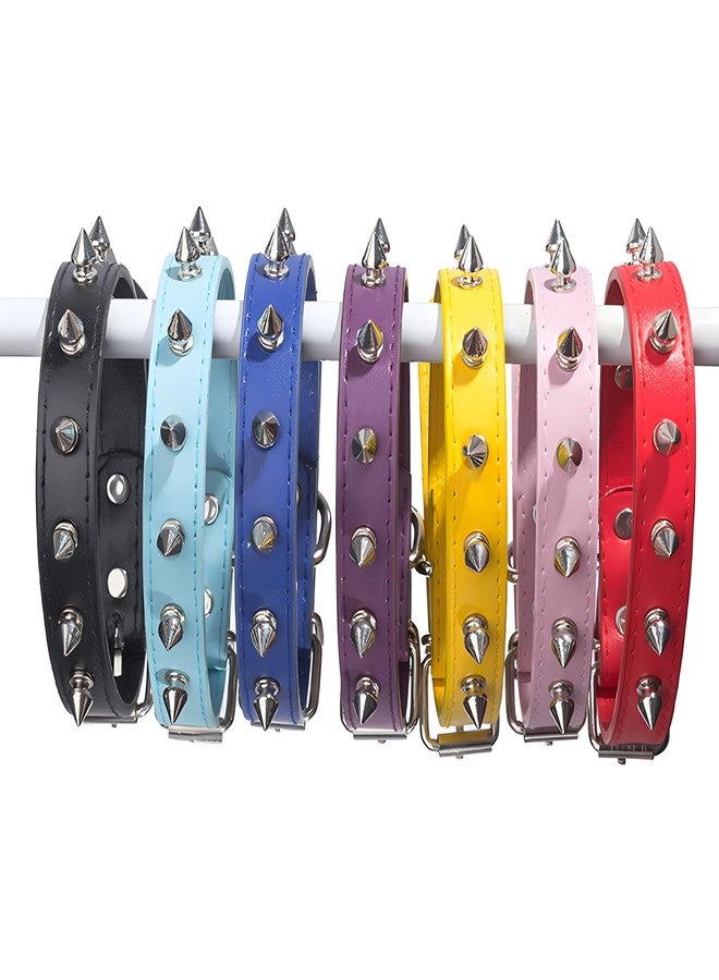 Weimostar Spiked Dog Collar Soft Pu Leather Rivet Spike Stud Studded Cat Collars Adjustable for Girl Boy Small Breed Pet Teacup Mini Tiny Puppy Kitten Blue S - Image 5